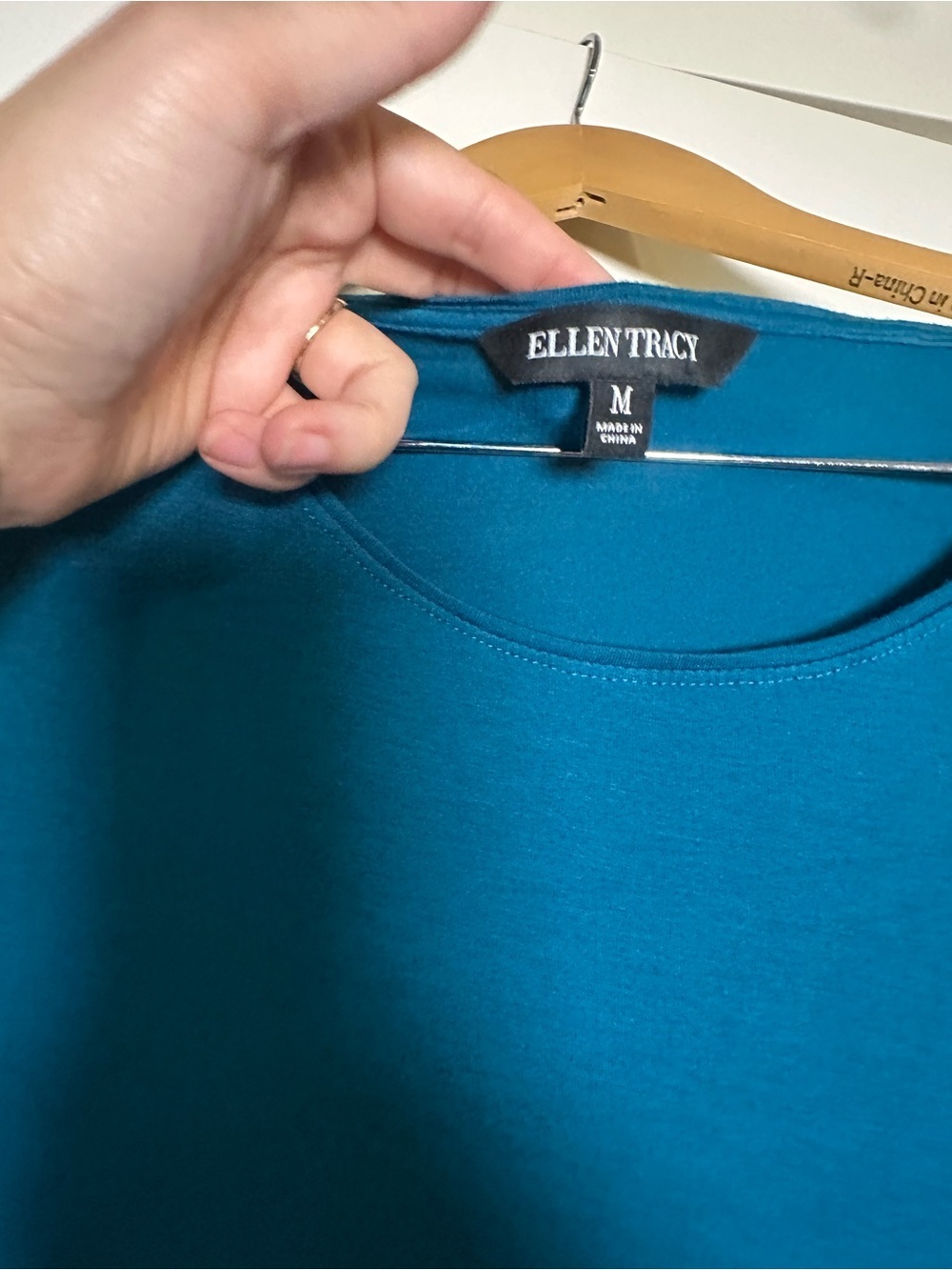 Ellen Tracy Teal Short-Sleeve Crew Neck Tee - Picture 3 of 4